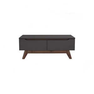 Urban <b>Walnut</b> Black MANDO Coffee <b>Table</b> Industrial Style Rectangular Center <b>Table</b> for Professional Office Lounge and Home - Product Image 1