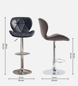 Black Leatherette Modern Bar <b>Stool</b> Swivel Counter Height Kitchen Furniture <b>Cushioned</b> Seat Ergonomic Adjustable Height Metal - Product Image 6