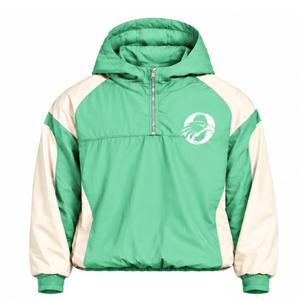 Mens Mint Green Colorblock Windbreaker <b>Hoodie</b> <b>Lightweight</b> Quarter Zip Pullover Outdoor Running Active Casual Jacket - Product Image 1