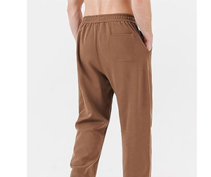 Pantalon de survêtement en coton marron pour homme, taille élastique, cordon de serrage, pantalon décontracté avec poches latérales, vêtements d'automne - Product Image 5