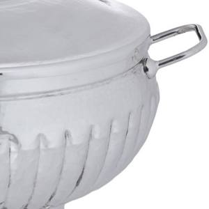 Elegante calentador de platos de acero inoxidable con efecto martillado plateado y patas ornamentadas para bodas y catering en el Medio Oriente - Product Image 5