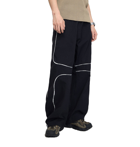 Customized Track Joggers Flared Pant Baggy High Quality <b>Wind</b> <b>Breaker</b> Distressed Wide Legs Nylon men's pants, - Product Image 5