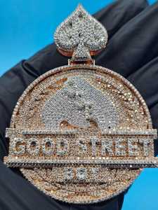 Colgante Circular de Lujo Personalizado con Nombre Estilo Bali, Chapado en Oro de 18K, Plata 925, Estilo Hip Hop, con Moissanita VVS, Bicolor - Product Image 4