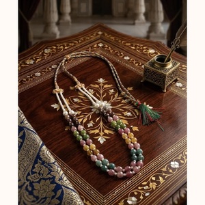 Conjunto de Collar de Dos Hileras de Perlas de Agua Dulce y Jade Natural, Hecho a Mano, con Pendientes Colgantes - Product Image 4