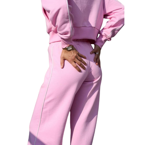 Ensemble de survêtement polaire zippé pour femme, veste à col montant et pantalon large, tenue décontractée d'hiver, coupe décontractée, deux pièces - Product Image 2