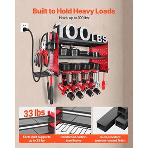 Organizzatore per Utensili Elettrici con Porta Trapani a 3 Livelli, 4 Supporti per Trapani, Stazione di Ricarica a Parete per Garage - Nuovo Modello - Product Image 5