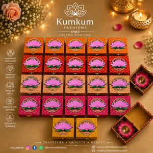 Indian Handmade Wooden <b>Gift</b> <b>Box</b> with Lotus Brass Diya Diwali & Christmas Housewarming Wedding Return <b>Gifts</b> Festive Party Favors - Product Image 4