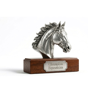 Trofeos de Metal Cúbicos 3D Personalizados con Cabeza de Caballo para Eventos y Premios de Carreras - Product Image 1