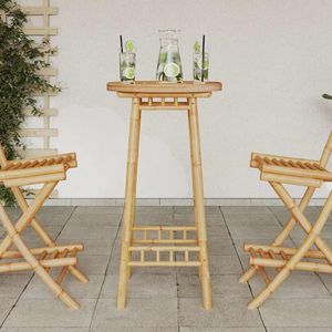 Table de bar d'extérieur avec repose-pieds rond en bambou, mobilier d'extérieur rond durable - Product Image 3