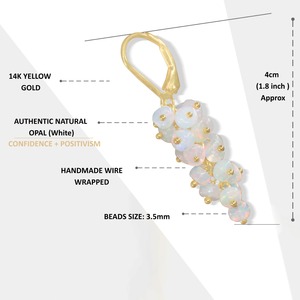 925 Sterling Silver Lab-Created White <b>Opal</b> Beaded Cluster Drop <b>Earrings</b> Gold Plated Lever Ear Jewelry for Wedding Party Gift - Product Image 2