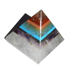 Pirámide de cristal natural unida con precisión de 7 Chakras de alta calidad al por mayor para curar el séptimo chakra - Product Image 1