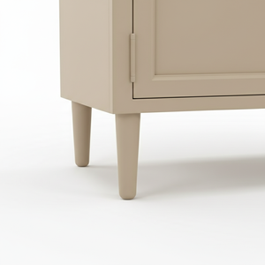 Meuble de rangement écologique en bois d'hévéa et placage de chêne MDF, 4 compartiments, portes à battants, table d'appoint/bouclette moderne pour salon - Product Image 3