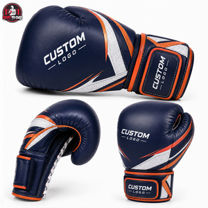 Gants de boxe à lacets bleu marine et orange, personnalisés, durables, tendance, pour la vente en gros 2026 - Product Image 3