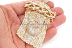 Colgante de Jesús Grande con Diamantes de Imitación, Chapado en Oro, Plata 925, Joyería Hip Hop Personalizada para Hombre, Venta al por Mayor - Product Image 3