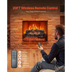 Inserto per Caminetto Elettrico da 25 Pollici con Telecomando, Stile Moderno, 5 Livelli di Luminosità Regolabili, Suono Crepitante, Riscaldatore a Effetto Legna - Product Image 5