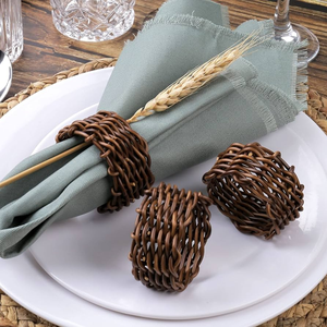 Hot Selling Natural Material Rattan Napkin Ring <b>Paper</b> <b>Towel</b> Ring Cloth Ring square Napkin <b>Holder</b> in best style - Product Image 2