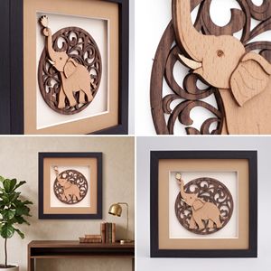 Décoration murale en bois en forme d'éléphant, sculpture 3D, design Feng Shui pour le salon, décoration de la maison - Product Image 3