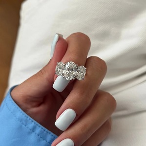 Luxury 5 Carat Oval E VVS2 IGI Certified Lab Grown Diamond Three <b>Stone</b> Engagement <b>Ring</b> 14K <b>Two</b> Tone Gold - Product Image 1