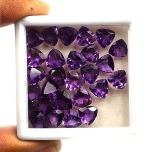 Natural Purple <b>Amethyst</b> Trillion Cut Faceted Loose Gemstone <b>Amethyst</b> Stone For Jewelry Making Wholesale Price Bulk 8mm Supplies - Product Image 1