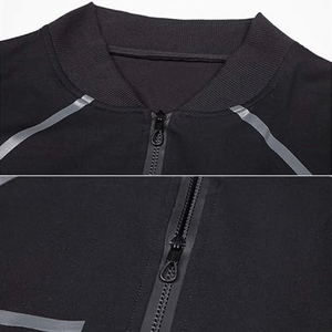 Ensemble de survêtement streetwear pour homme en polyester et élasthanne noir, avec fermeture éclair, logo personnalisé et passepoil, respirant, pour jogging - Product Image 4