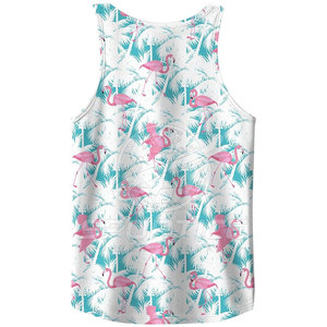 Camiseta sin mangas para hombre Sportice con estampado de flamencos rosas, cuello redondo, de secado rápido, transpirable, de poliéster y algodón. - Product Image 2