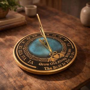 Reloj de Sol de Metal Moderno Grabado y Pulido para Jardín, Reloj de Exterior, Regalo Romántico para Parejas en Bodas o Aniversarios - Product Image 1