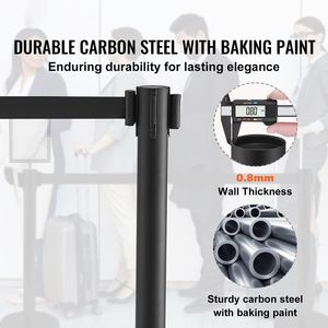 Confezione da 6 Pali Divisori in Acciaio al Carbonio Verniciati a Forno per Controllo Folla, con Supporto per Cartelli e Banner - Product Image 2