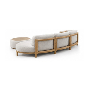 Solid Teak Wood Outdoor Sectional <b>Sofa</b> <b>Set</b> with Slatted Coffee Table Patio Lounge Furniture for Villa Hotel Resort Project - Product Image 3