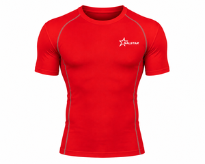 Haut de compression pour homme de haute qualité à séchage rapide, vêtements de sport légers pour la course à pied et l'entraînement en salle de sport, couleur rouge - Product Image 2