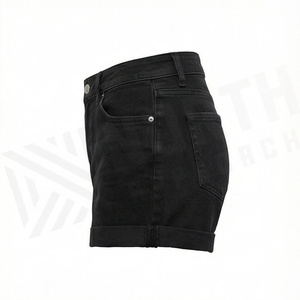 Womens Mid Weight Structured <b>Denim</b> Shorts Featuring <b>Stretch</b> Comfort Fabric Super High Rise Design Premium Fashion Outfit - Product Image 3