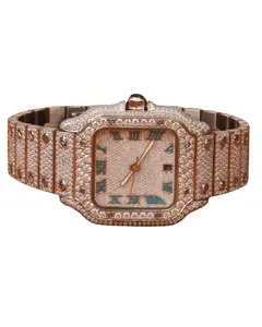 Reloj de lujo para hombre con diamantes de moissanita talla redonda, chapado en oro blanco, esfera romana inteligente, estilo hip hop, personalizado. - Product Image 1