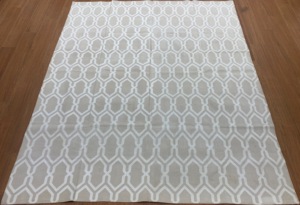 Tapis en coton tissé à la main, lavable, avec base beige, motif géométrique blanc, tapis de prière écologique pour la décoration de la maison - Product Image 2
