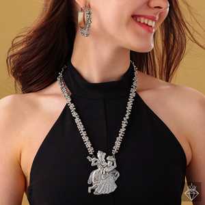 Conjunto de joyería de moda Radha Krishna, collar PRAO y pendientes a juego - Product Image 5