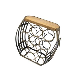 Estante para vinos decorativo con forma de barril para 22 botellas, de madera y metal, para encimera, para el hogar o bar. - Product Image 1