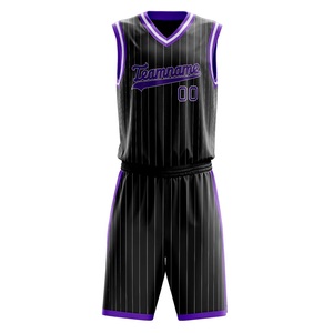 Conjunto Deportivo de Baloncesto con Estampado Negro y Morado, Ligero, de Malla Transpirable, Personalizado para Hombres y Mujeres - Product Image 2