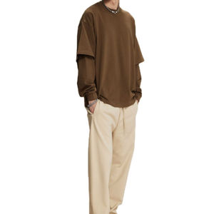 เสื้อยืดโอเวอร์ไซส์ผู้ชาย แขนยาว ทรงหลวม ผ้าฝ้าย 100% คุณภาพพรีเมียม ออกแบบทันสมัย ผลิตตามสั่ง ยั่งยืน - Product Image 4