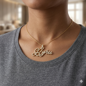 Collar Personalizado con Letras en Cursiva Estilo Hip Hop, Chapado en Rodio y Oro de 10K, con Colgantes de Moissanita, Regalo Unisex - Product Image 1