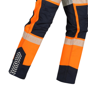 Men's High Visibility Reflective <b>Work</b> <b>Pants</b> With <b>Cargo</b> Pockets Orange Navy Color Blocked Breathable Oxford Fabric - Product Image 5