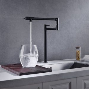 Rubinetto da Cucina in Ottone a Forma di Pentola con Maniglia Allungata, Finitura Spazzolata, Miscelatore da Cucina - Product Image 2