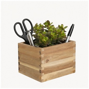 Jardinière rectangulaire en bois d'acacia sur mesure, pot à fleurs en bois massif naturel avec boîte pour la décoration intérieure et extérieure du jardin - Product Image 3