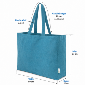 Sac fourre-tout en coton recyclé avec poche intérieure, 220 GSM, grand sac de shopping, logo personnalisé, vente en gros, OEM, ODM, fabricant en vrac, exportateur - Product Image 3