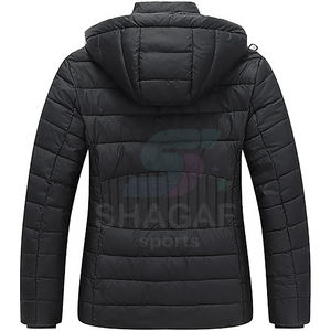 Veste d'hiver rembourrée en duvet unisexe, personnalisée, de haute qualité, nouvelle, noire, à capuche, en laine, avec fermeture éclair, fine, coupe-vent, imperméable - Product Image 4