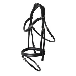Brida de cuero para caballo con forma anatómica y acolchado suave, con parte trasera recortada, brida con costuras elegantes y frontal. - Product Image 6