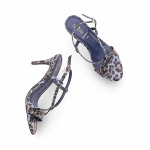Exotic <b>Navy</b> Blue Digital Printing Formal Sandals for Women Elegant Stiletto <b>High</b> <b>Heels</b> T-Strap Dress Shoes Insight International - Product Image 3