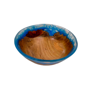 Bol de service en résine personnalisé avec finition Aqua Swirl pour salades, collations et vaisselle de restaurant - Product Image 1