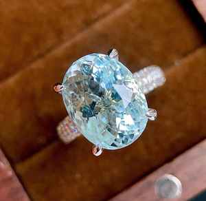 แหวนทองคำขาว 18K ประดับพลอยซานต้ามาเรีย ทำด้วยมือ งานฝีมือชั้นสูง เหมาะสำหรับเป็นของขวัญหมั้นหรือแต่งงาน สำหรับผู้หญิง สวยสง่า - Product Image 1