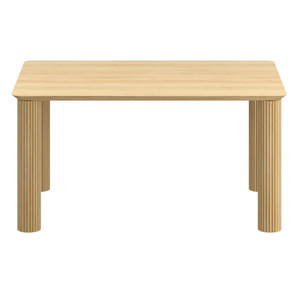 Mesa de comedor de madera maciza nórdica de lujo, moderna, minimalista, rectangular, con elegante patas acanaladas para comedor. - Product Image 2