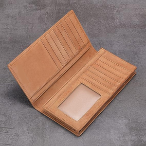 Portefeuille long pour homme en cuir véritable léger de haute qualité, fabriqué en usine avec logo personnalisé, prix de gros - Product Image 3