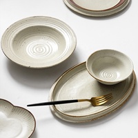 Plat à soupe en porcelaine Wabi-Sabi, vaisselle de mariage, fait main, écologique, beige, vintage, compatible four, vaisselle en céramique