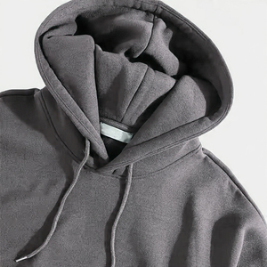 Sweat à capuche classique en coton pour l'automne, en molleton épais avec poche kangourou, coupe oversize, couleur unie, avec logo personnalisé - Product Image 3